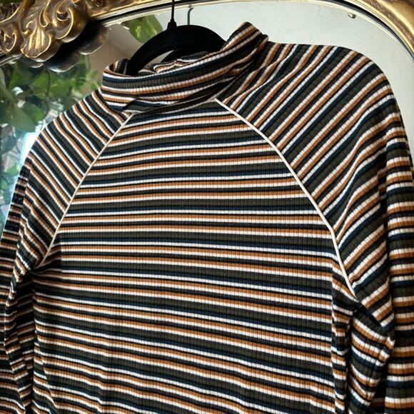 Camp Collection 1970s Style Stripe Ribbed Turtleneck XS Retro - Picture 3 of 6